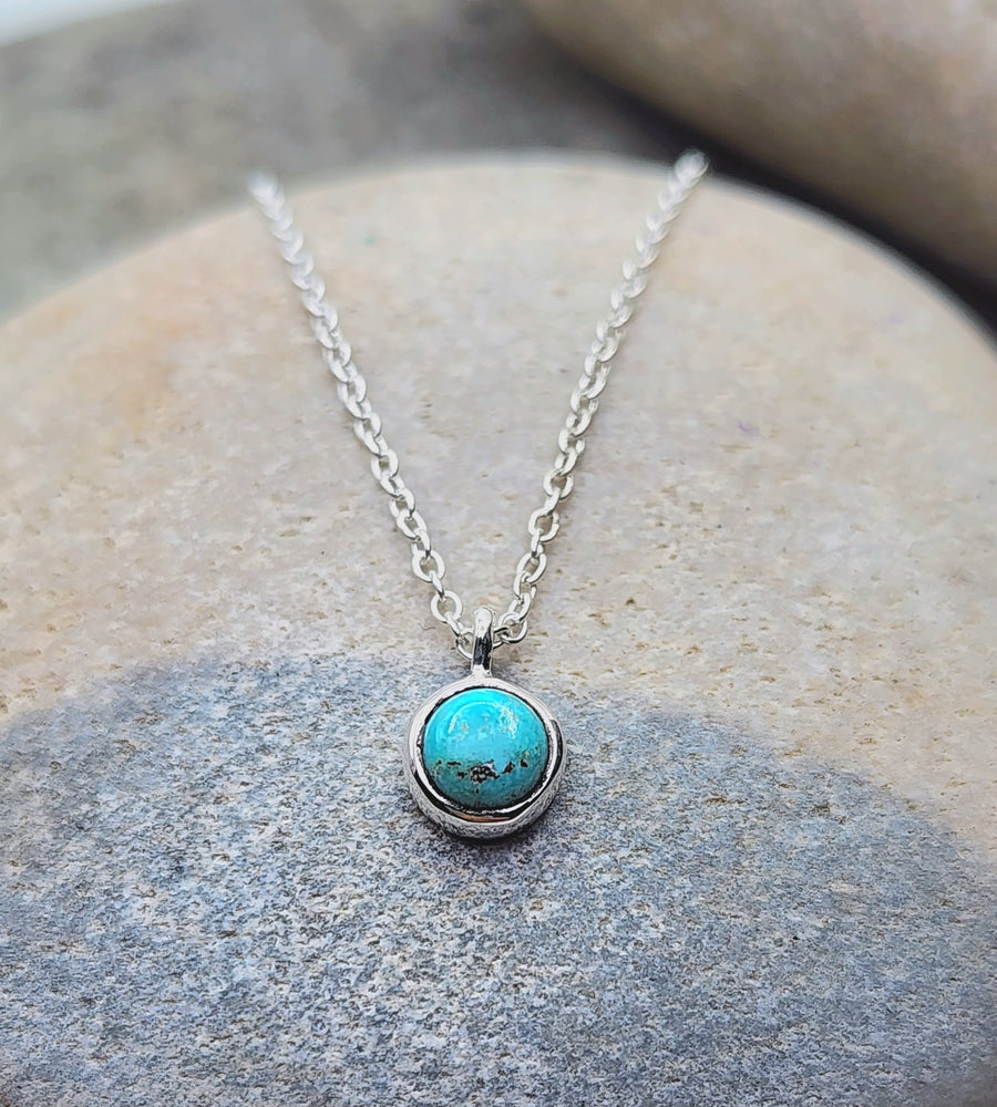 December Birthstone Necklace in Turquoiuse + Sterling Silver