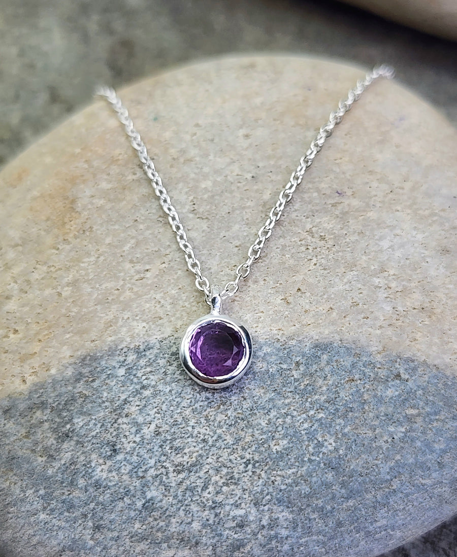 February Amethyst Birthstone Necklace 14K Gold Vermeil