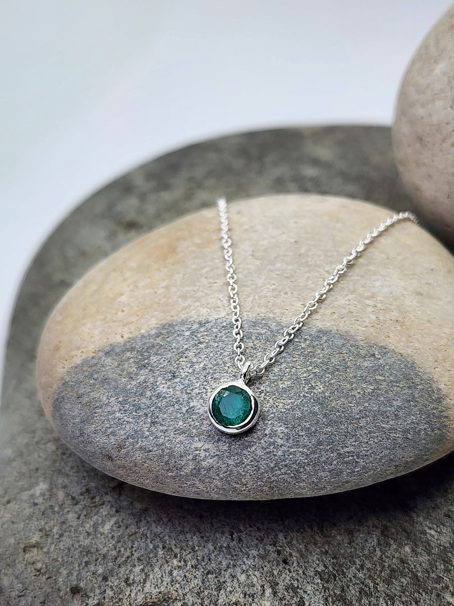 May Emerald Birthstone Necklace 14K Gold Vermeil