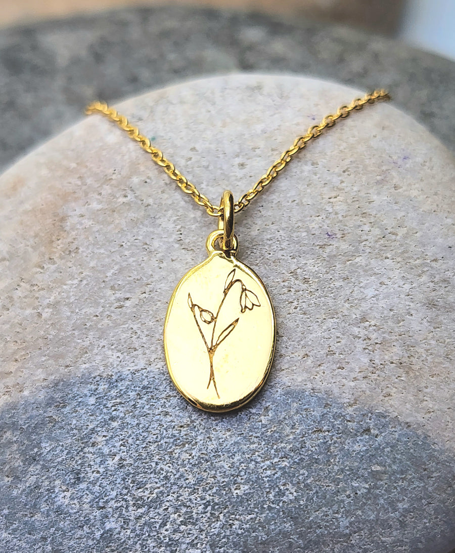 January Birth Flower Necklace in Snowdrop + Sterling Silver