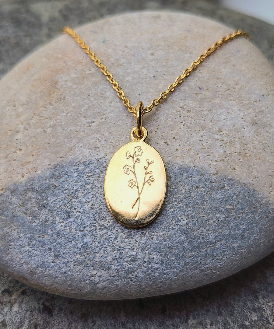 July Birth Flower Necklace in Larkspur + Sterling Silver