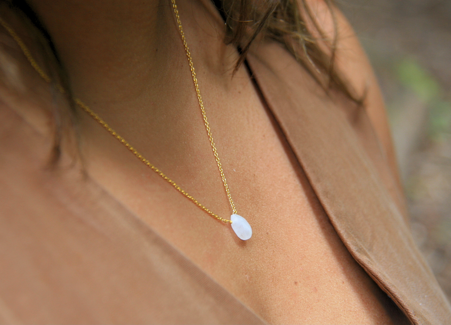 You Are Enough Necklace in Small Teardrop Labradorite + Gold