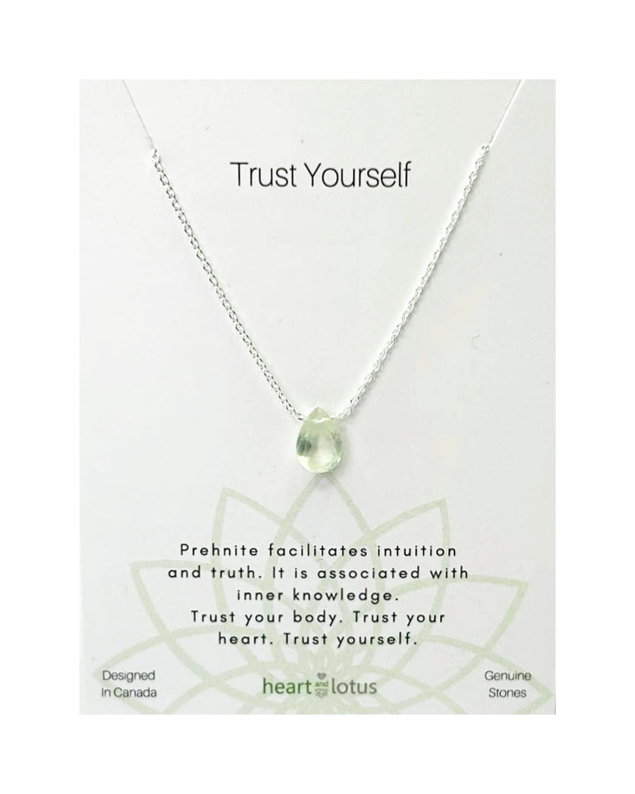 Prehnite Affirmation Small Teardrop Necklace "Trust Yourself" 14K Gold Vermeil