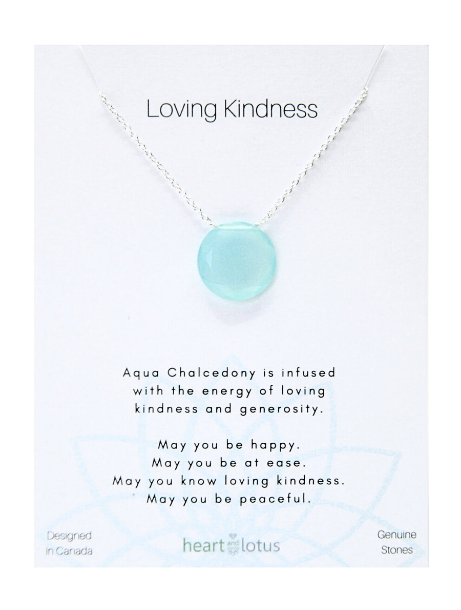 Loving Kindness Necklace in Aqua Chalcedony Circle + Sterling Silver