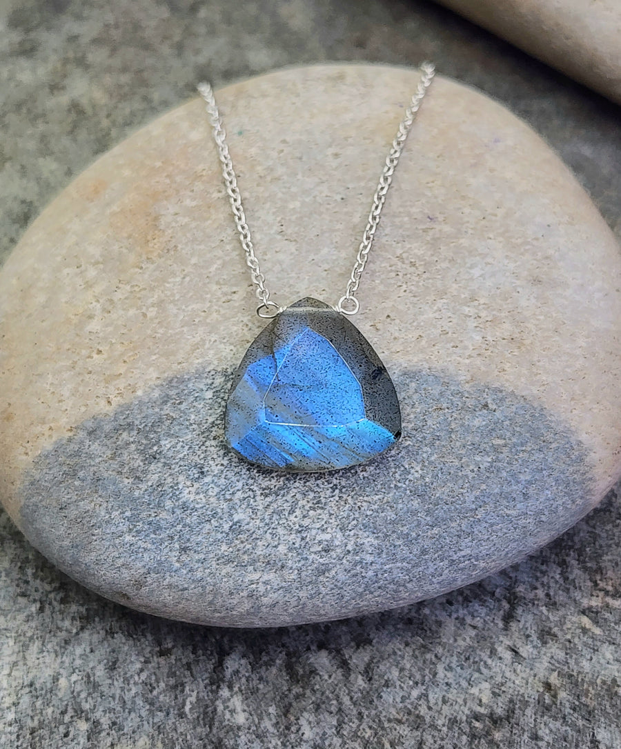 Labradorite Affirmation Triangle Necklace "You Are Enough"