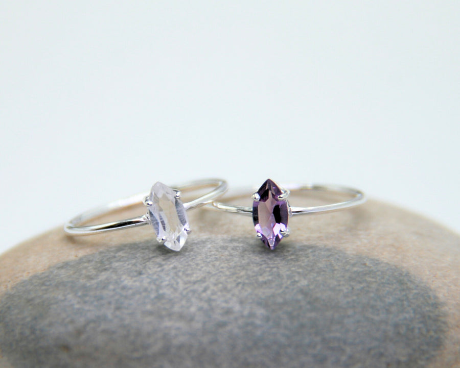 Amethyst Elipse Ring in Sterling Silver -Clarity + Intuition