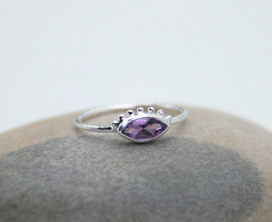 Amethyst Evil Eye Ring in Sterling Silver – Gratitude + Protection