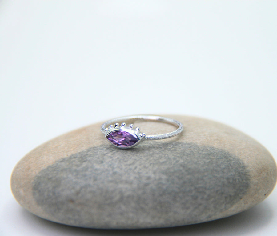 Blue Topaz Evil Eye Ring in Sterling Silver - Intuition + Protection