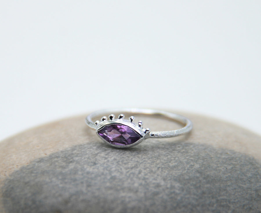 Amethyst Evil Eye Ring in Sterling Silver – Gratitude + Protection