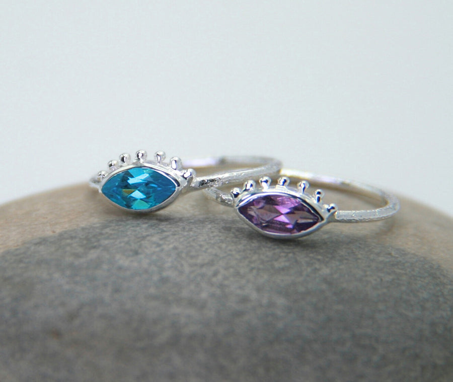 Amethyst Evil Eye Ring in Sterling Silver – Gratitude + Protection