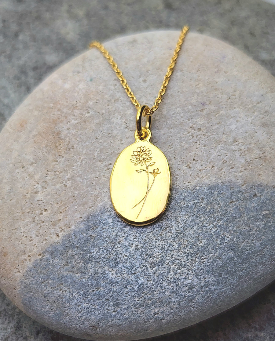 November Chrysanthemum Birth Flower Necklace 14K Gold Vermeil