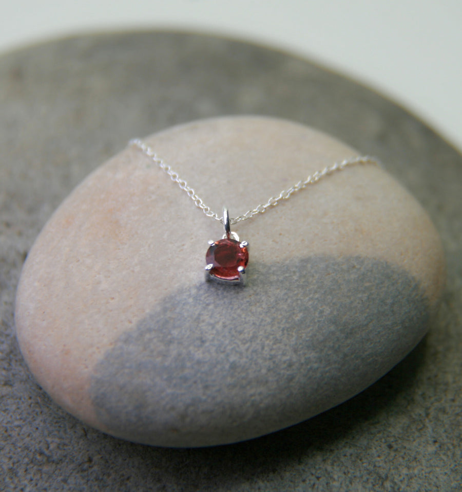 OCTOBER Birthstone Necklace in Pink Tourmaline + Sterling Silver