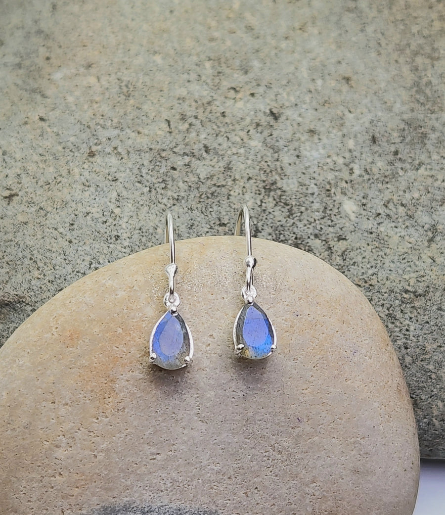 Labradorite Drop Earrings in Sterling Silver