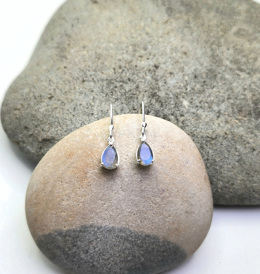 Labradorite Drop Earrings in Sterling Silver