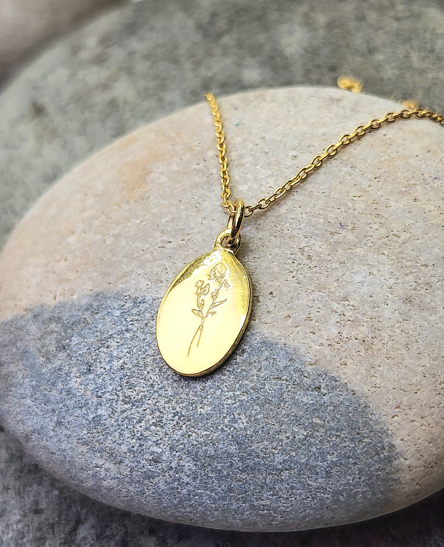 September Morning Glory Birth Flower Necklace 14K Gold Vermeil