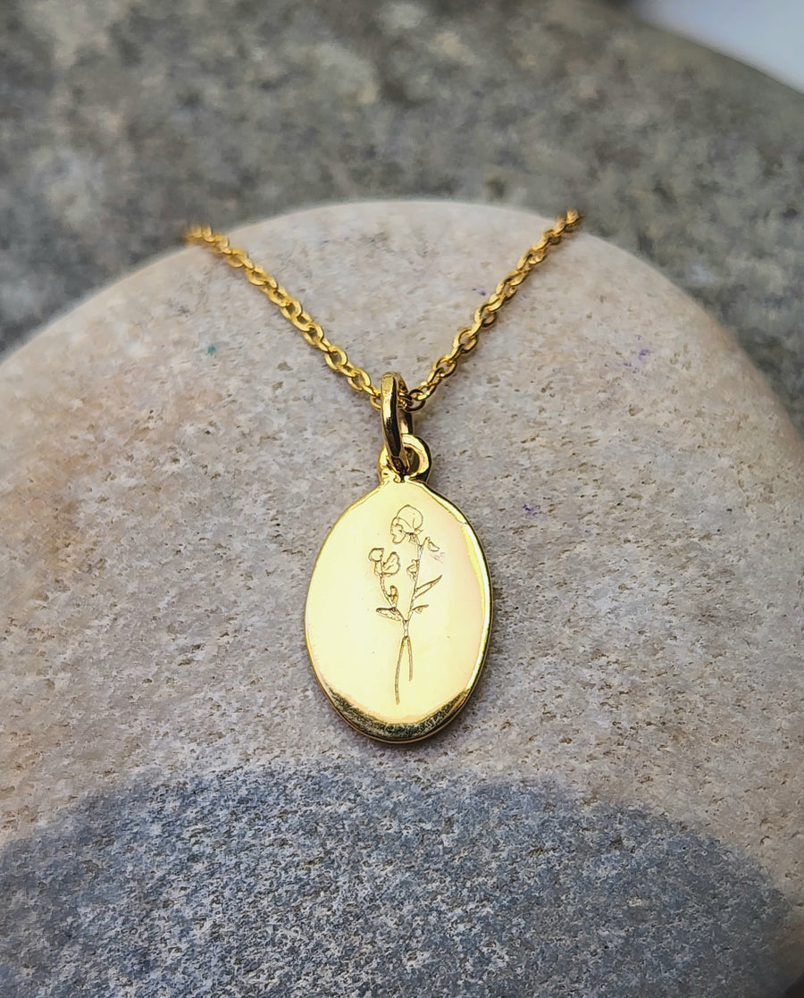 September Morning Glory Birth Flower Necklace 14K Gold Vermeil