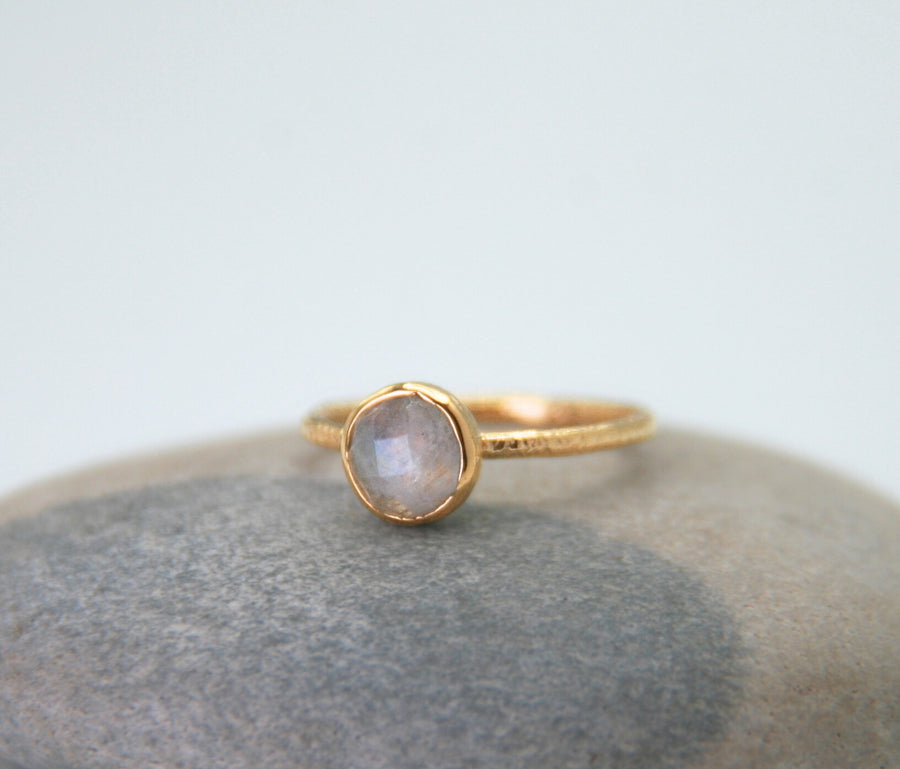 Rainbow Moonstone Ring in Gold - Intuition