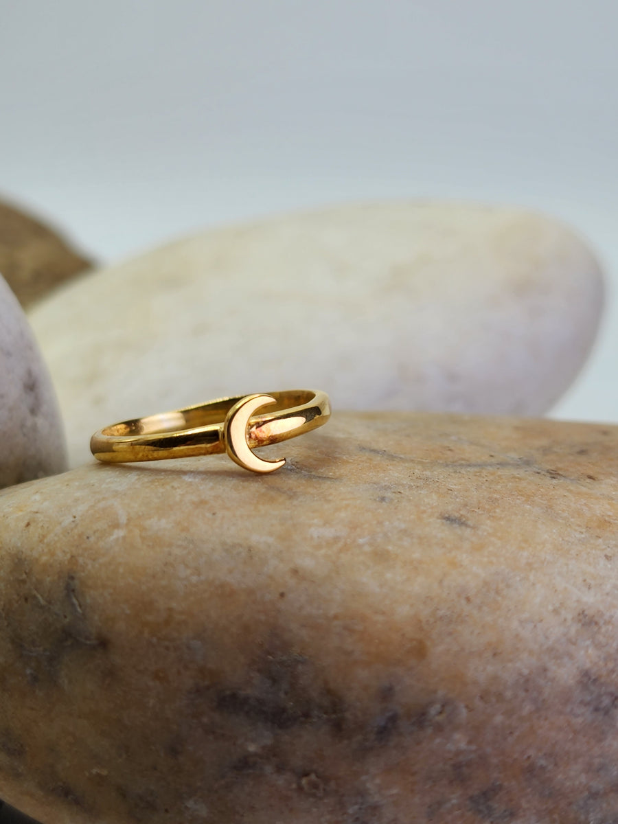 Small Crescent Moon Ring 14K Gold Vermeil