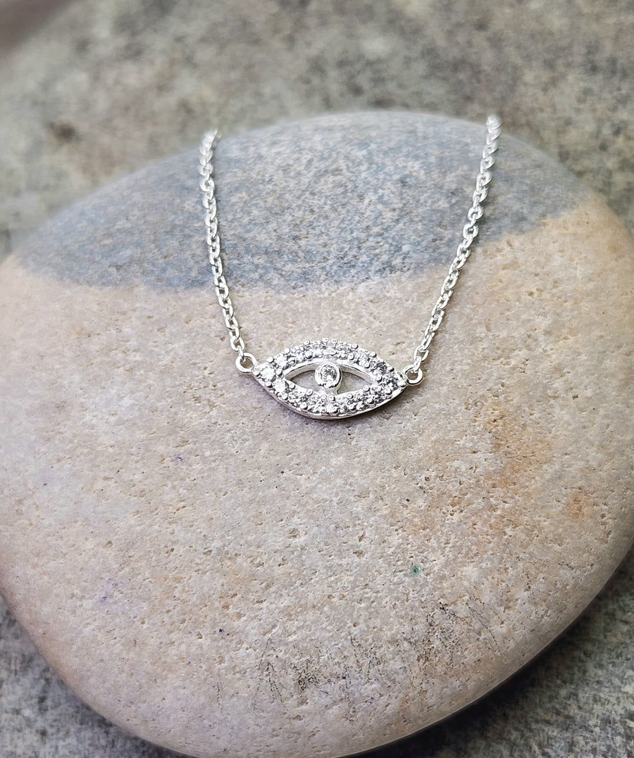 All Is Well Necklace in Cubic Zirconia + Sterling Silver