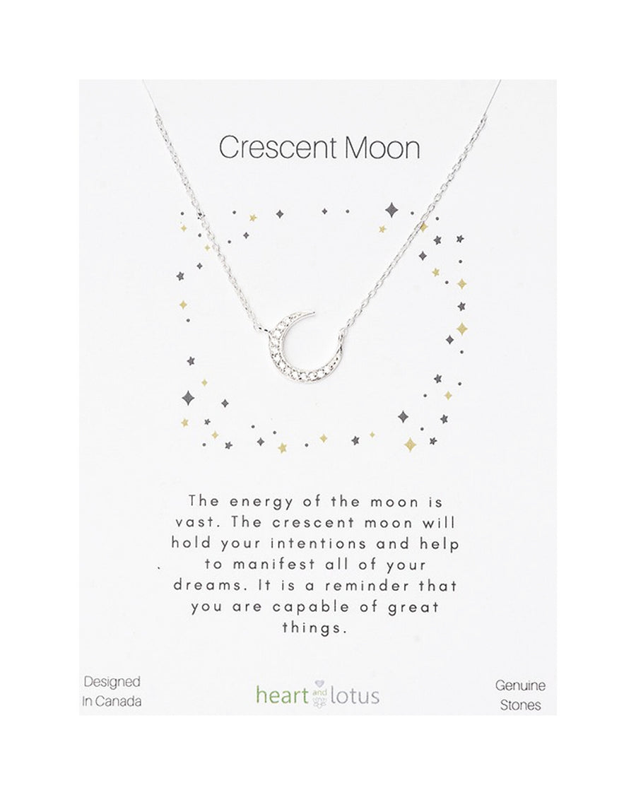 Crescent Moon Crystal Necklace Sterling Silver