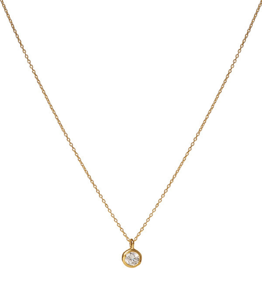 April Cubic Zirconia Birthstone Necklace 14K Gold Vermeil