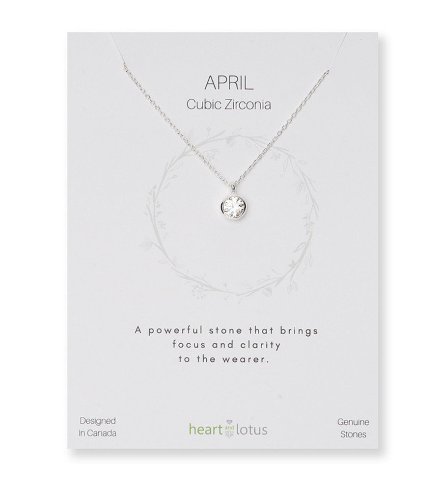 April Cubic Zirconia Birthstone Necklace 14K Gold Vermeil