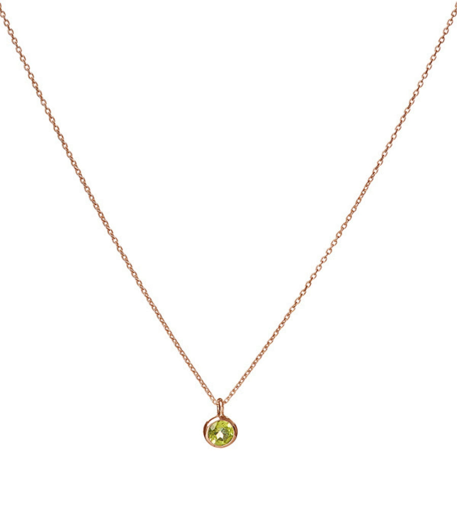 August Birthstone Necklace in Peridot + Gold