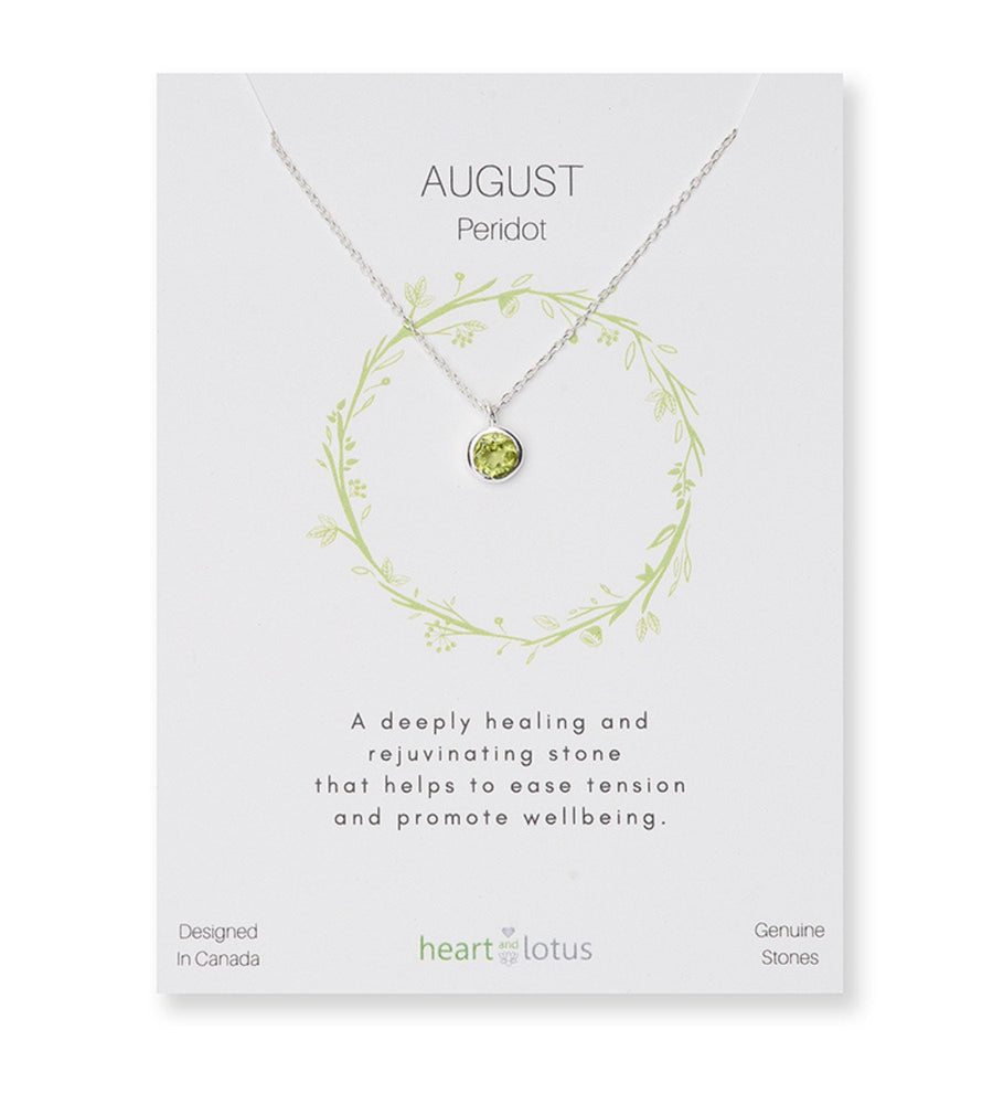 August Birthstone Necklace in Peridot + Gold