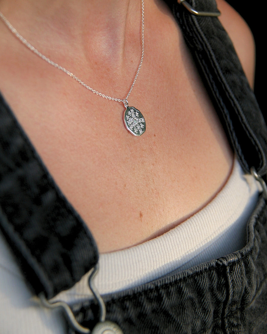 Stelliferous Necklace in Rainbow Moonstone, Cubic Zirconia + Sterling Silver