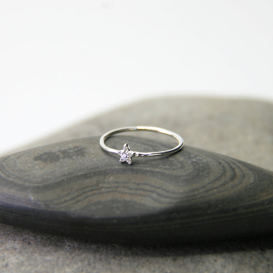 Tiny Star Ring in Sterling Silver + Cubic Zircon – Dainty Sparkle & Hope