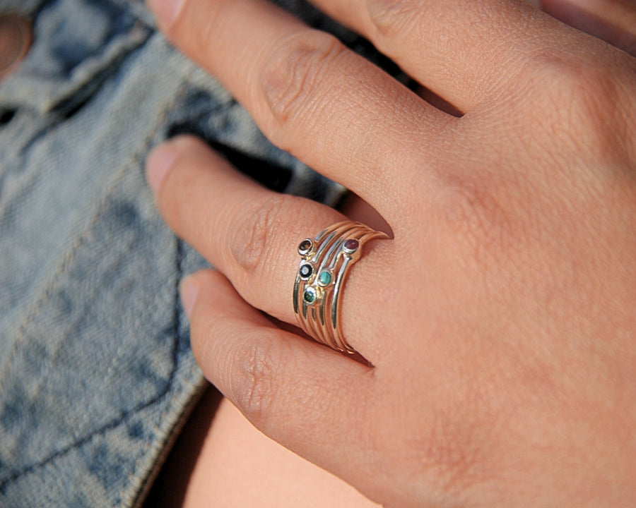 Sterling Silver Stacking Ring Set – Onyx, Citrine, Zircon