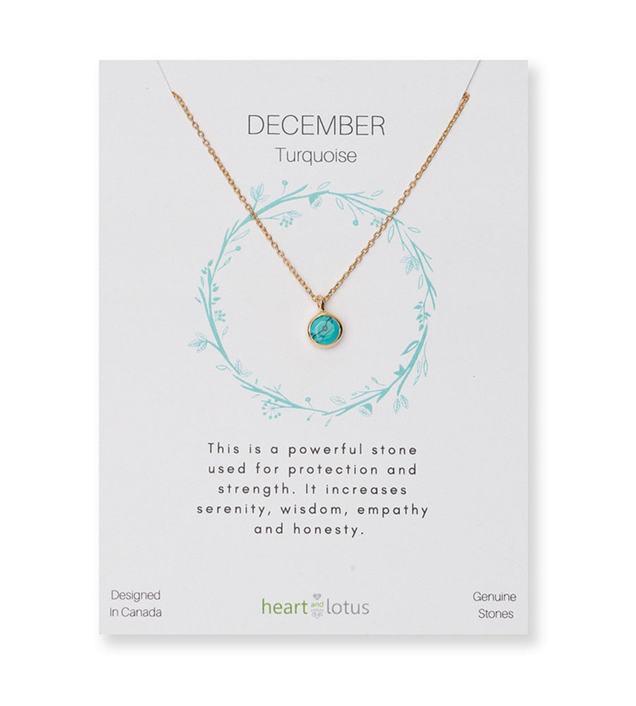 December Birthstone Necklace in Turquoise + Gold
