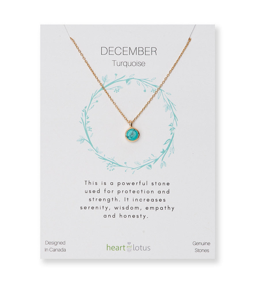 December Turquoise Birthstone Necklace 14K Gold Vermeil