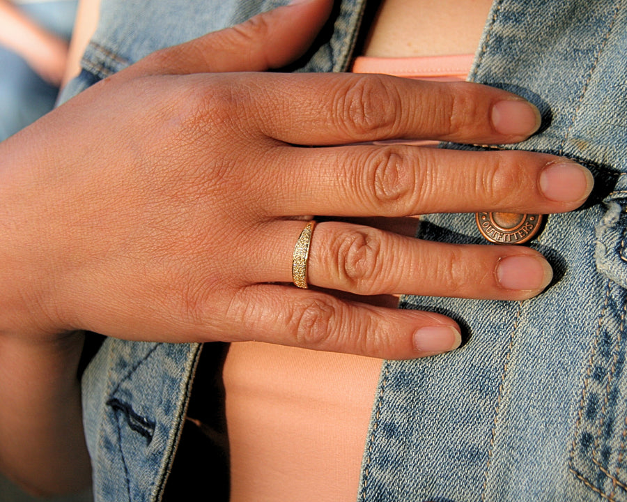 Cubic Zircon Pave Ring in Gold