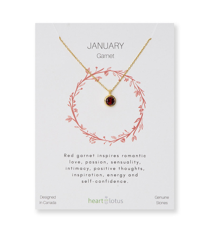 January Garnet Birthstone Necklace 14K Gold Vermeil