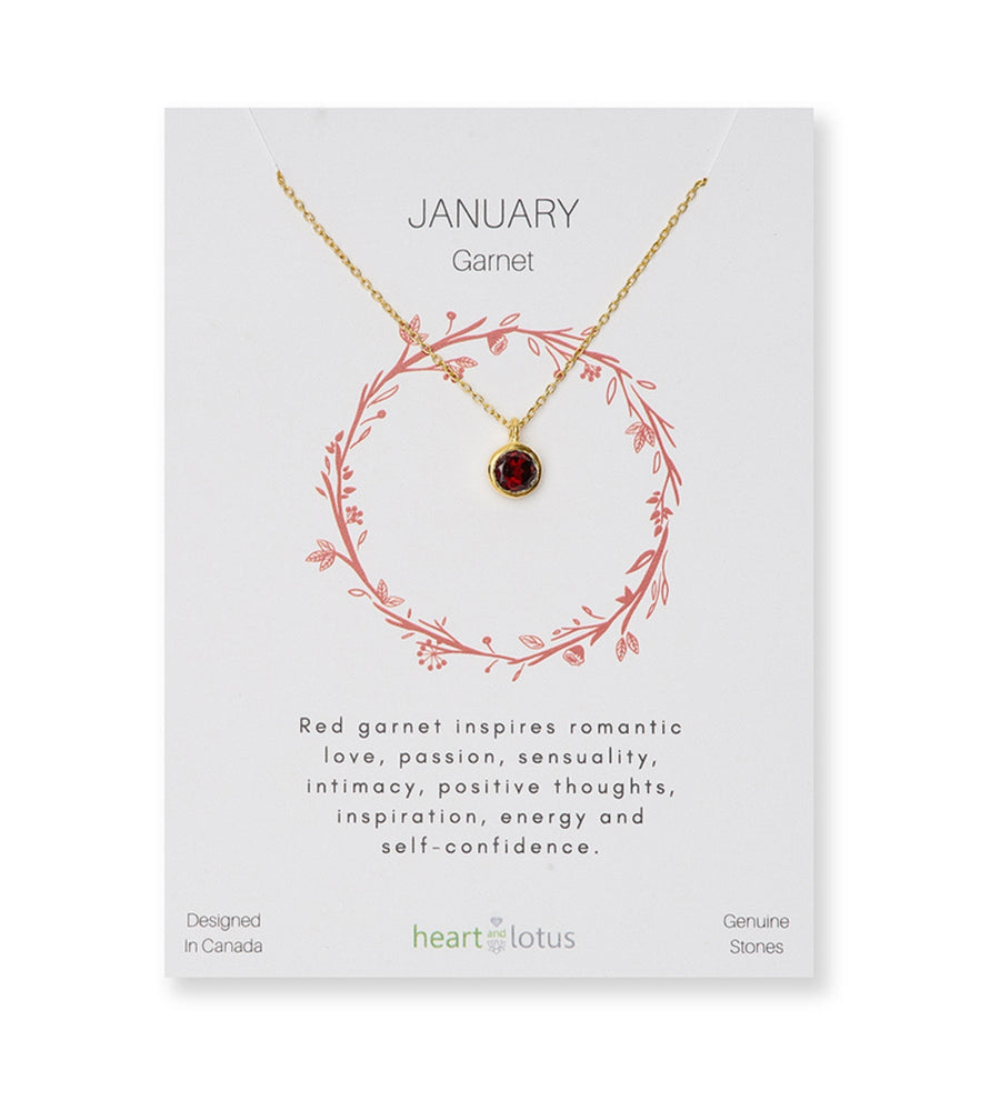 January Garnet Birthstone Necklace 14K Gold Vermeil