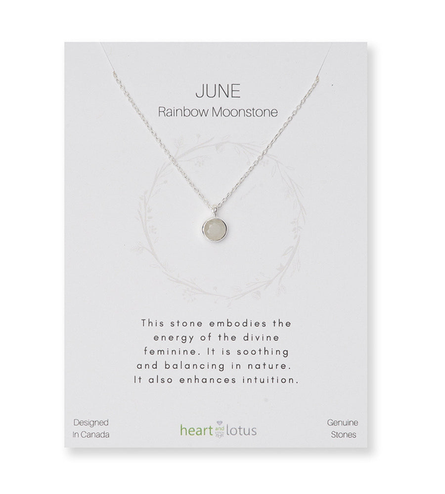 June Rainbow Moonstone Birthstone Necklace 14K Gold Vermeil