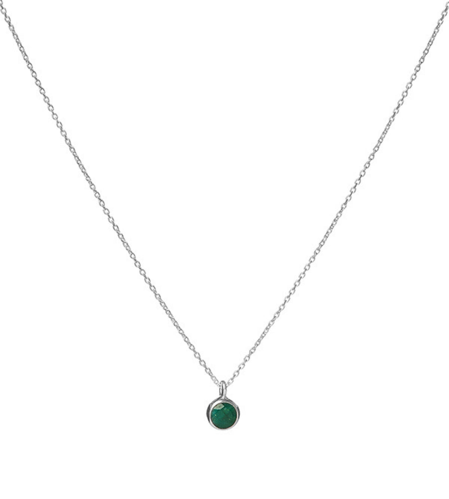 May Birthstone Necklace in Emerald + Gold