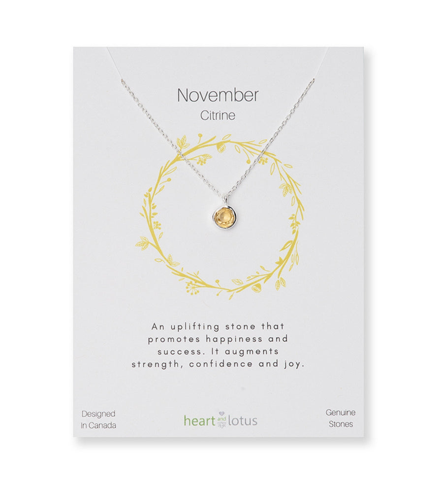 November Citrine Birthstone Necklace 14K Gold Vermeil