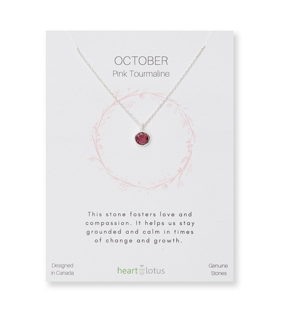 October Pink Tourmaline Birthstone Necklace 14K Gold Vermeil