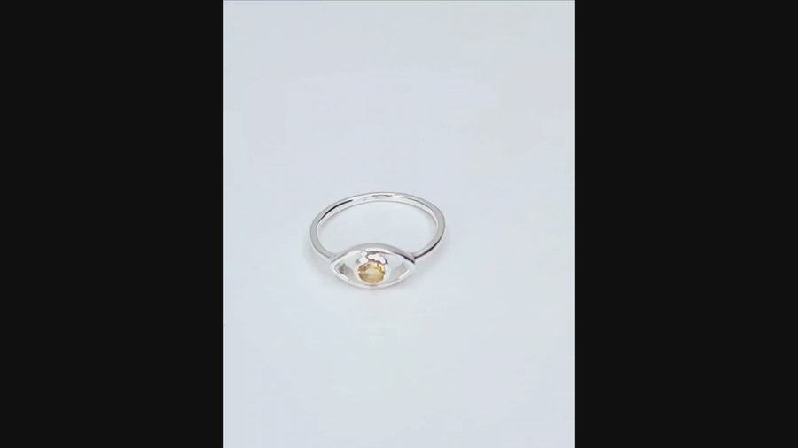 Evil Eye Ring in Silver with Citrine - Protection