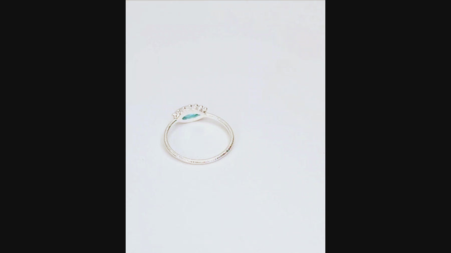 Blue Topaz Evil Eye Ring in Sterling Silver - Intuition + Protection