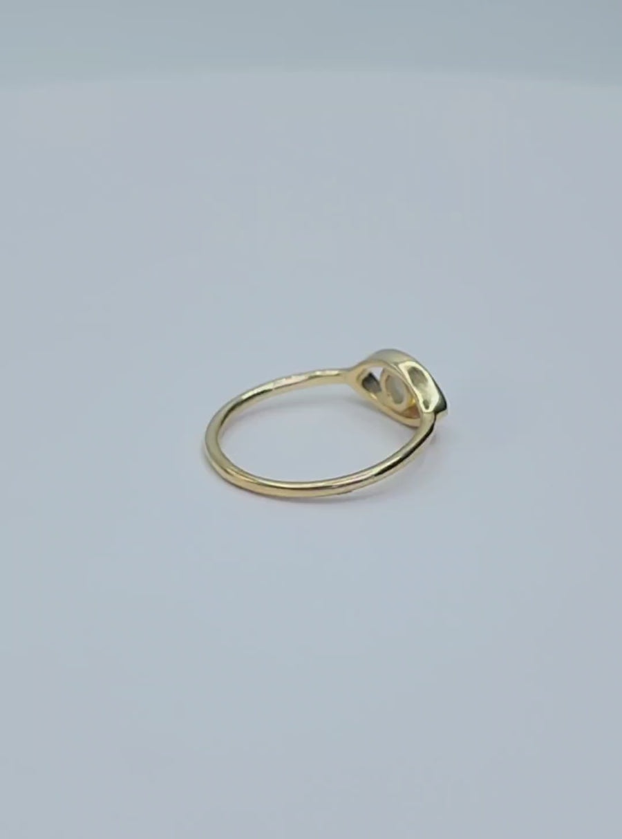 Gold Evil Eye Ring with Moonstone – Intuition + Light