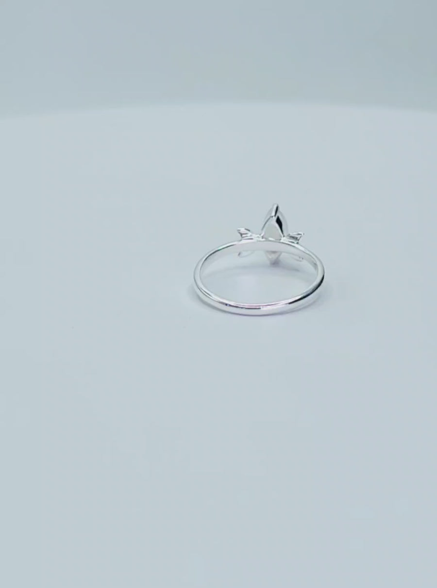 Inner Goddess Ring in Rainbow Moonstone + Silver