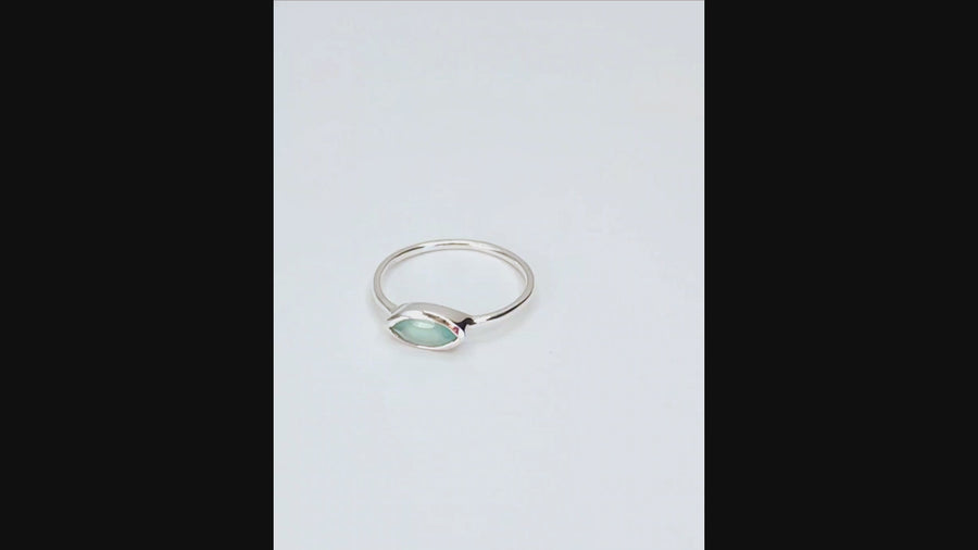 Aqua Chalcedony Sterling Silver Ring - Calm + Clarity