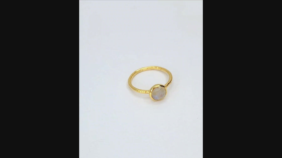 Rainbow Moonstone Ring in Gold - Intuition