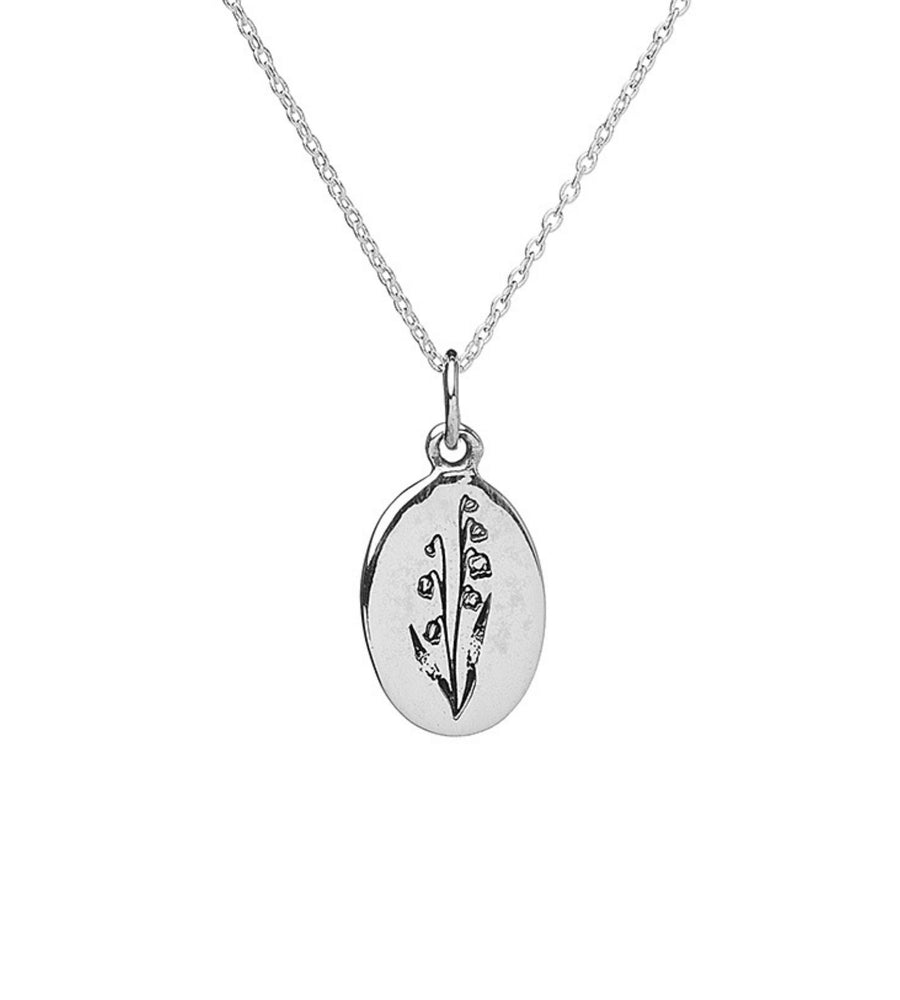 May Lily Birth Flower Necklace Sterling Silver