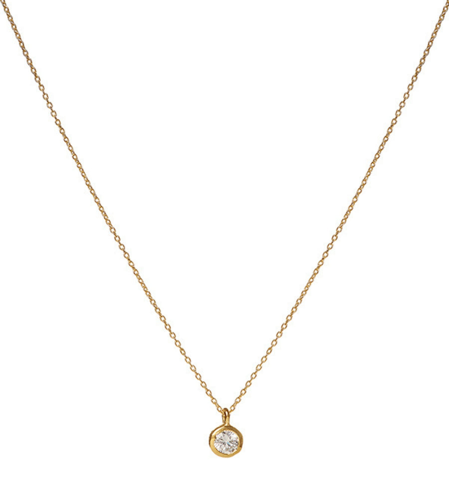 Heart and Lotus Birthstone Gold Necklace April Cubic Zirconia