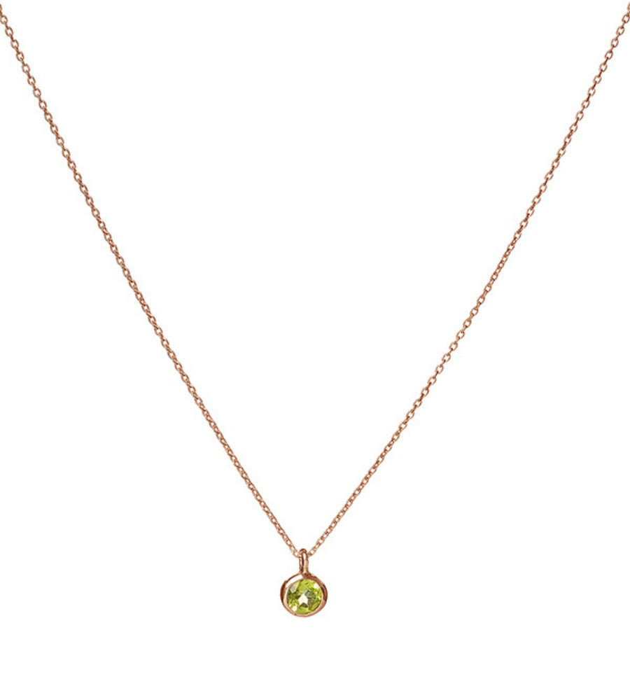 Heart and Lotus Birthstone Rose Gold Necklace August Peridot