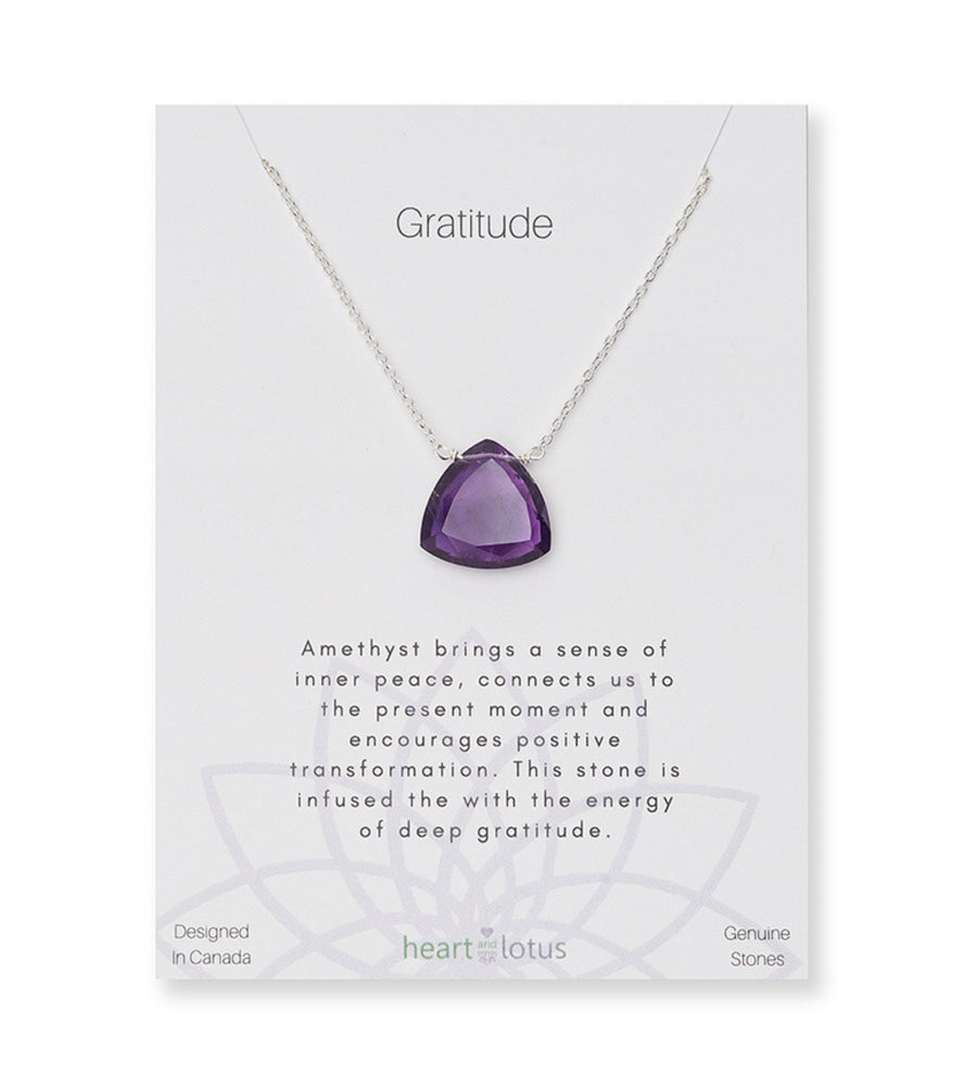Amethyst Affirmation Triangle Necklace "Gratitude"